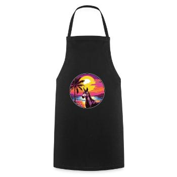 Donkey Colorful Watercolor Cartoon Kawaii Animal - Cooking Apron - black - Front - AI Model Male 185 dark (185cm)