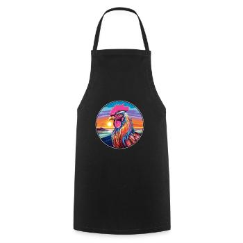 Hahn buntes Aquarell Cartoon Kawaii Tier - Kochschürze - Schwarz - Vorne - AI Model Male 185 dark (185cm)