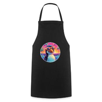 Penguin Colorful Watercolor Cartoon Kawaii Animal - Cooking Apron - black - Front - AI Model Male 185 dark (185cm)
