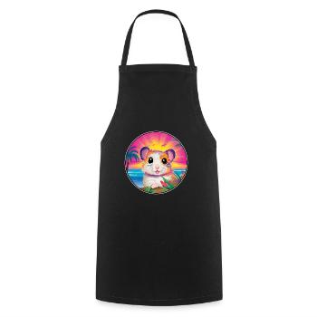 Hamster Colorful Watercolor Cartoon Kawaii Animal - Cooking Apron - black - Front - AI Model Male 185 dark (185cm)