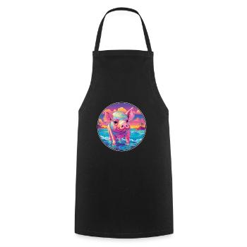 Cochon Aquarelle Colorée Dessin Animé Kawaii Animal - Tablier de cuisine - noir - Devant - AI Model Male 185 dark (185cm)