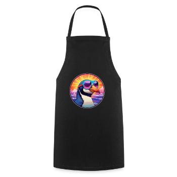 Penguin Colorful Watercolor Cartoon Kawaii Animal - Cooking Apron - black - Front - AI Model Male 185 dark (185cm)