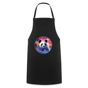 Panda Buntes Aquarell Cartoon Kawaii Tier - Kochschürze - Schwarz - Vorne - AI Model Male 185 dark (185cm)