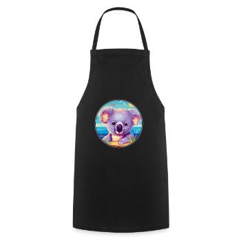 Koala Buntes Aquarell Cartoon Kawaii Tier - Kochschürze - Schwarz - Vorne - AI Model Male 185 dark (185cm)