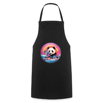 Panda Buntes Aquarell Cartoon Kawaii Tier - Kochschürze - Schwarz - Vorne - AI Model Male 185 dark (185cm)