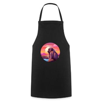 Baboon Colorful Watercolor Cartoon Kawaii Animal - Cooking Apron - black - Front - AI Model Male 185 dark (185cm)
