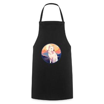 Loup arctique coloré aquarelle dessin animé kawaii animal de compagnie - Tablier de cuisine - noir - Devant - AI Model Male 185 dark (185cm)