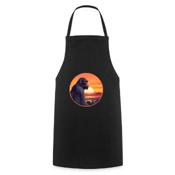 Bonobo Colorful Watercolor Cartoon Kawaii Animal - Cooking Apron - black - Front - AI Model Male 185 dark (185cm)