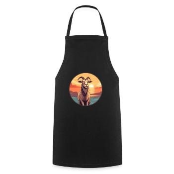 Goat Colorful Watercolor Cartoon Kawaii Animal - Cooking Apron - black - Front - AI Model Male 185 dark (185cm)