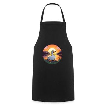 Duck Colorful Watercolor Cartoon Kawaii Animal - Cooking Apron - black - Front - AI Model Male 185 dark (185cm)
