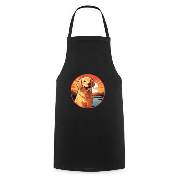 Golden Retriever Hund Bunte Aquarell-Karikatur - Kochschürze - Schwarz - Vorne - AI Model Male 185 dark (185cm)