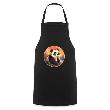 Panda Buntes Aquarell Cartoon Kawaii Tier - Kochschürze - Schwarz - Vorne - AI Model Male 185 dark (185cm)