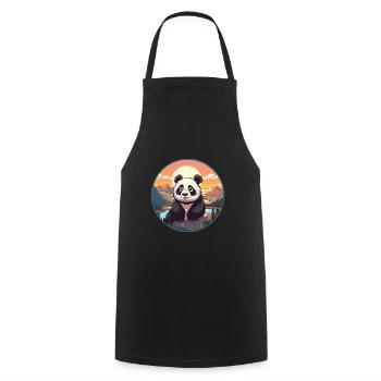 Panda Buntes Aquarell Cartoon Kawaii Tier - Kochschürze - Schwarz - Vorne - AI Model Male 185 dark (185cm)