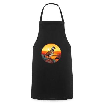 Quail Colorful Watercolor Cartoon Kawaii Animal - Cooking Apron - black - Front - AI Model Male 185 dark (185cm)