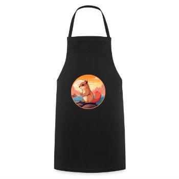 Eichhörnchen buntes Aquarell Cartoon Kawaii Tier - Kochschürze - Schwarz - Vorne - AI Model Male 185 dark (185cm)