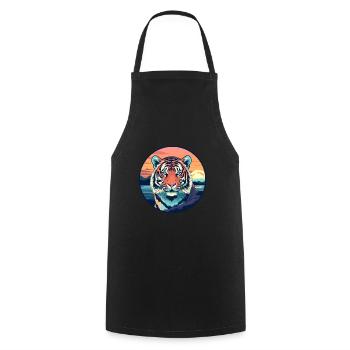 Tiger Colorful Watercolor Cartoon Kawaii Animal - Cooking Apron - black - Front - AI Model Male 185 dark (185cm)