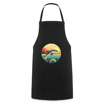 Whale Colorful Watercolor Cartoon Kawaii Animal - Cooking Apron - black - Front - AI Model Male 185 dark (185cm)