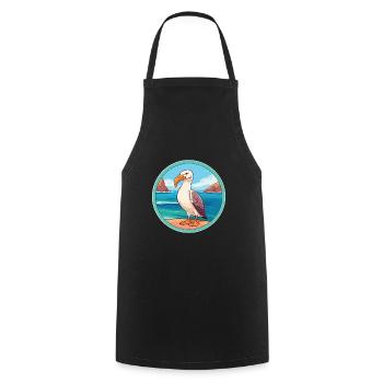 Albatross Watercolor Cartoon Kawaii Clipart Animal - Cooking Apron - black - Front - AI Model Male 185 dark (185cm)