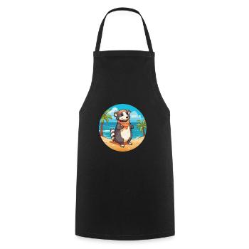 Blaireau Aquarelle Dessin Animé Kawaii Clipart Animal - Tablier de cuisine - noir - Devant - AI Model Male 185 dark (185cm)