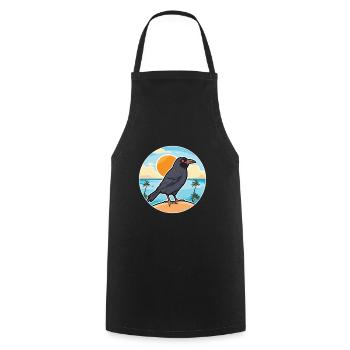 Crow Watercolor Cartoon Kawaii Clipart Animal - Cooking Apron - black - Front - AI Model Male 185 dark (185cm)