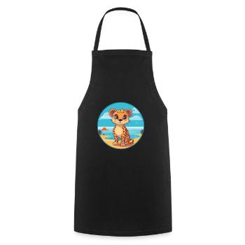 Cheetah Watercolor Cartoon Kawaii Clipart Animal - Cooking Apron - black - Front - AI Model Male 185 dark (185cm)
