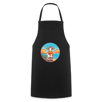 Cow Watercolor Cartoon Kawaii Clipart Animal - Cooking Apron - black - Front - AI Model Male 185 dark (185cm)