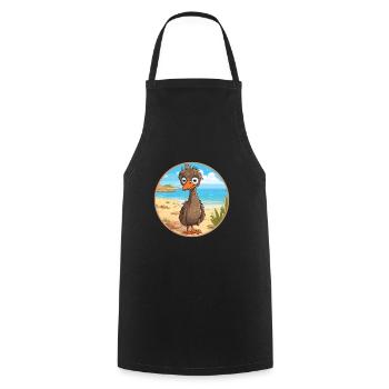 Emu Watercolor Cartoon Kawaii Clipart Animal - Cooking Apron - black - Front - AI Model Male 185 dark (185cm)