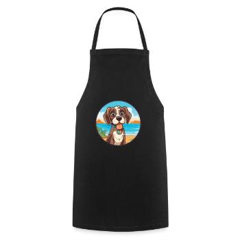 Chien aquarelle dessin animé Kawaii Clipart Animal - Tablier de cuisine - noir - Devant - AI Model Male 185 dark (185cm)