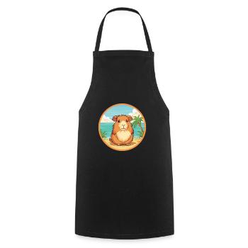 Guinea Pig Watercolor Cartoon Kawaii Clipart Pet - Cooking Apron - black - Front - AI Model Male 185 dark (185cm)