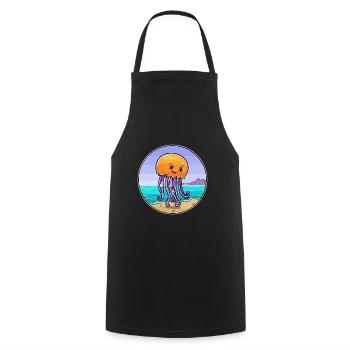 Jellyfish Watercolor Cartoon Kawaii Clipart Animal - Cooking Apron - black - Front - AI Model Male 185 dark (185cm)