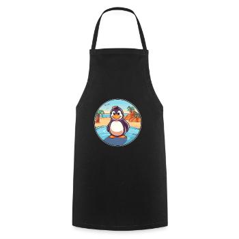 Pinguin Aquarell Cartoon Kawaii Clipart Tier - Kochschürze - Schwarz - Vorne - AI Model Male 185 dark (185cm)