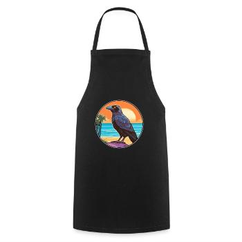 Crow Watercolor Cartoon Kawaii Clipart Animal - Cooking Apron - black - Front - AI Model Male 185 dark (185cm)
