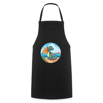 Dragon Watercolor Cartoon Kawaii Clipart Animal - Cooking Apron - black - Front - AI Model Male 185 dark (185cm)
