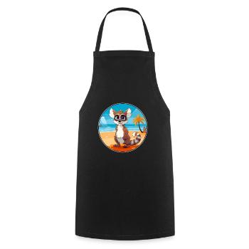 Lemur Watercolor Cartoon Kawaii Clipart Animal - Cooking Apron - black - Front - AI Model Male 185 dark (185cm)