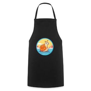 Schnecke Aquarell Cartoon Kawaii Clipart Tier - Kochschürze - Schwarz - Vorne - AI Model Male 185 dark (185cm)