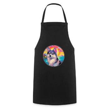 Alaskan Klee Kai Chien Race Coloré Dessin Animé Waterc - Tablier de cuisine - noir - Devant - AI Model Male 185 dark (185cm)