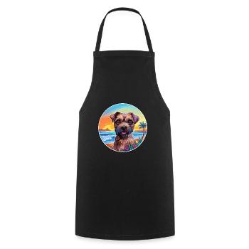 Border Terrier Chien Race Coloré Cartoon Watercol - Tablier de cuisine - noir - Devant - AI Model Male 185 dark (185cm)