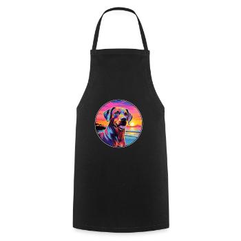 Cimarron Uruguayo Dog Breed Colorful Cartoon Water - Cooking Apron - black - Front - AI Model Male 185 dark (185cm)