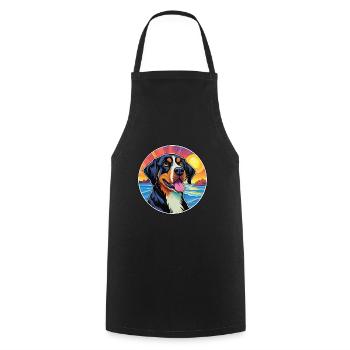 Grande race de chien de montagne suisse dessin animé coloré - Tablier de cuisine - noir - Devant - AI Model Male 185 dark (185cm)