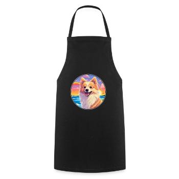 Deutsche Spitz Hunderasse bunte Karikatur Aquarell - Kochschürze - Schwarz - Vorne - AI Model Male 185 dark (185cm)