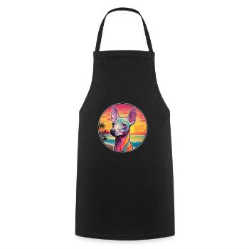 Inka Haarlose Hunderasse Bunte Karikatur Watercolo - Kochschürze - Schwarz - Vorne - AI Model Male 185 dark (185cm)