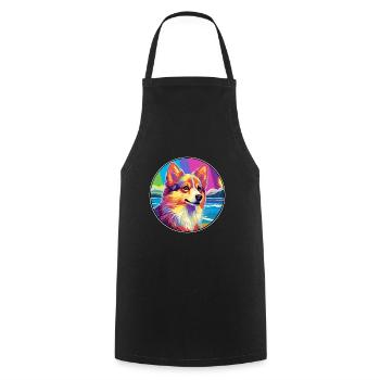 Icelandic Sheepdog Dog Breed Colorful Cartoon Wate - Cooking Apron - black - Front - AI Model Male 185 dark (185cm)