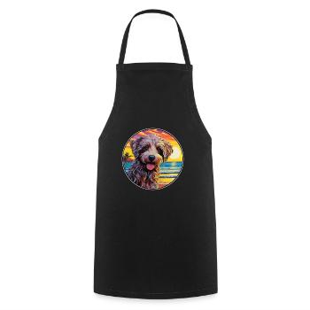 Labradoodle Dog Breed Colorful Cartoon Watercolor - Cooking Apron - black - Front - AI Model Male 185 dark (185cm)