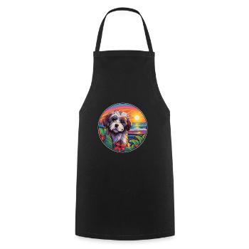 Lowchen Kleiner Löwe Hund Rasse Bunte Karikatur Wat - Kochschürze - Schwarz - Vorne - AI Model Male 185 dark (185cm)