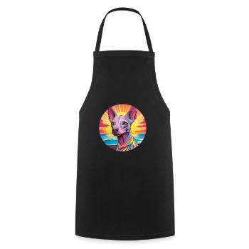 Mexikanische haarlose Hunderasse bunte Karikatur Wasserc - Kochschürze - Schwarz - Vorne - AI Model Male 185 dark (185cm)