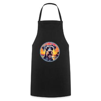 Standard Schnauzer Dog Breed Colorful Cartoon Wate - Cooking Apron - black - Front - AI Model Male 185 dark (185cm)