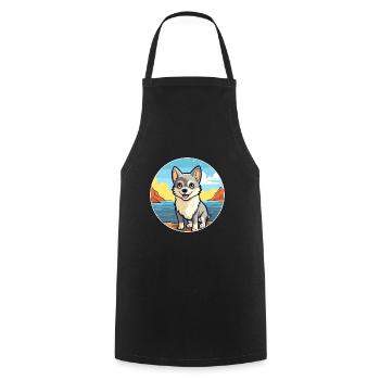 Alaska Klee Kai chien race Cartoon Kawaii Clipart - Tablier de cuisine - noir - Devant - AI Model Male 185 dark (185cm)