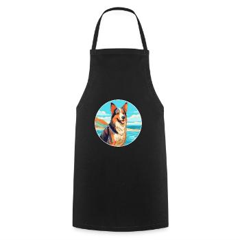 Bohemian Shepherd Dog Breed Cartoon Kawaii Clipart - Cooking Apron - black - Front - AI Model Male 185 dark (185cm)