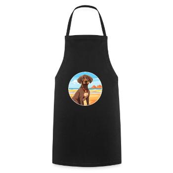 Burgos Pointer Dog Breed Cartoon Kawaii Clipart - Cooking Apron - black - Front - AI Model Male 185 dark (185cm)