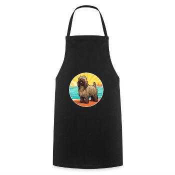 Briard Dog Breed Cartoon Kawaii Clipart Watercolor - Cooking Apron - black - Front - AI Model Male 185 dark (185cm)
